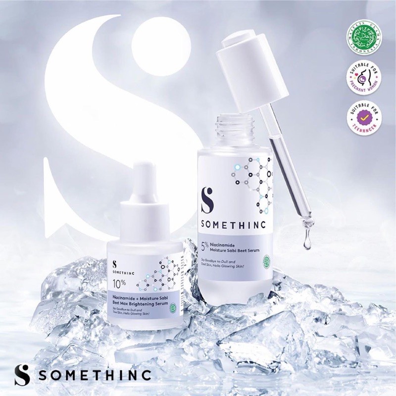 SOMETHINC Niacinamide + Moisture Sabi Beet Max Brightening Serum Indonesia / 5% 10% Barrier Facial Wash Cleansing Essence Mist Toner Ampoule Eye Cream Creme Eye Gel Sunscreen Sleeping Mask Masker Moisturizer Body Scrub Lotion / Cushion Lip Sugar Wax Paket