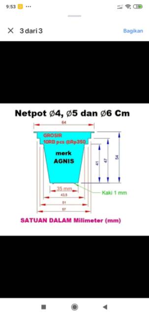 NETPOT PUTIH Lubang Jarang Multi Diameter 4.5 cm s.d 6 cm Net Pot Hidroponik Aquaponik