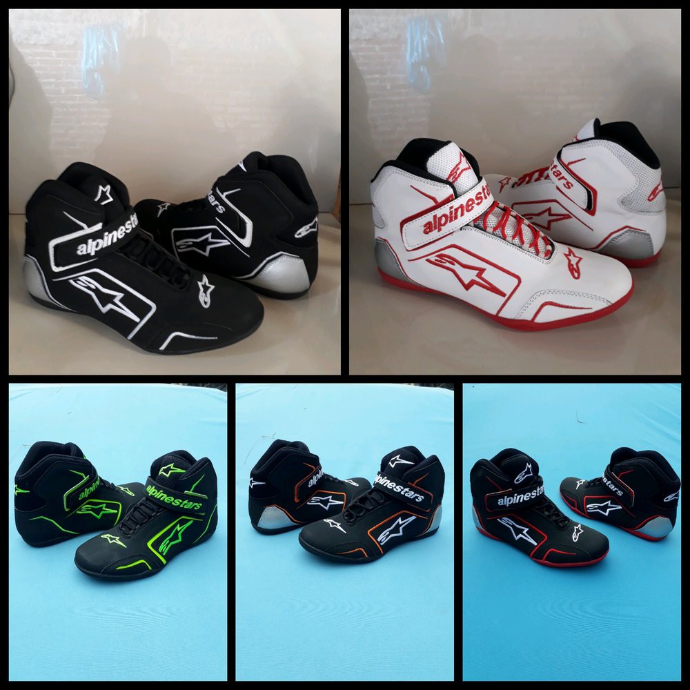 DIJUAL SEPATU TOURING DRAG ALPINESTAR HITAM LIST PUTIH Murah