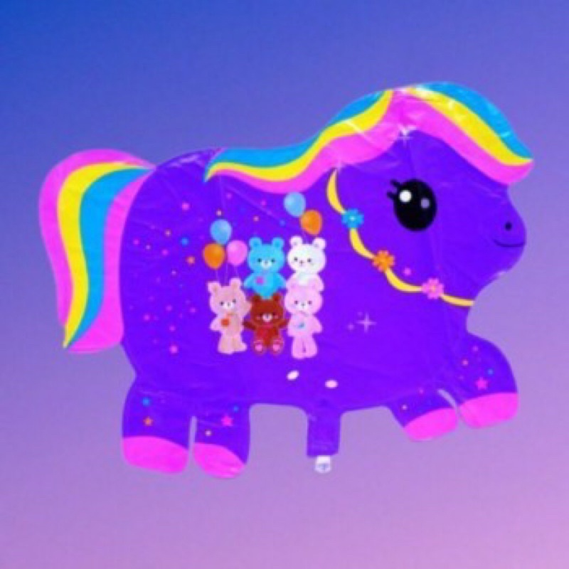 (ECERAN 1paket=10pc) KUDA PONI PELANGI (BALON GAS/FOIL/TERBANG/KARAKTER) 1paket isi 10pc