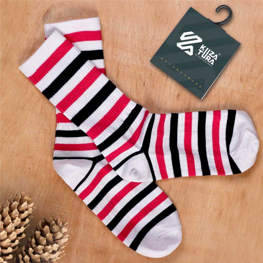 Kaos Kaki Panjang Pria Distro Kuzatura Skate Papan Catur Motif Garis Hitam Putih Catur Inggris