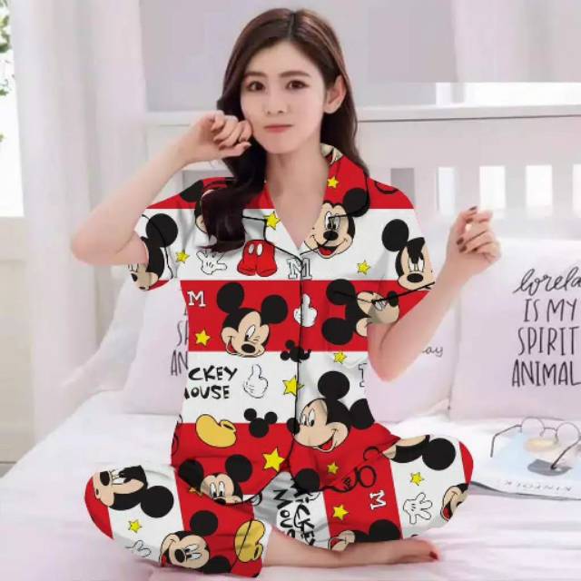 Blinqshop baju tidur piyama cp mickey salur