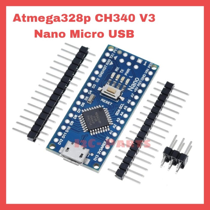 Atmega328P CH340 Micro USB Nano V3 Compatible Board Solderless Pin I/O