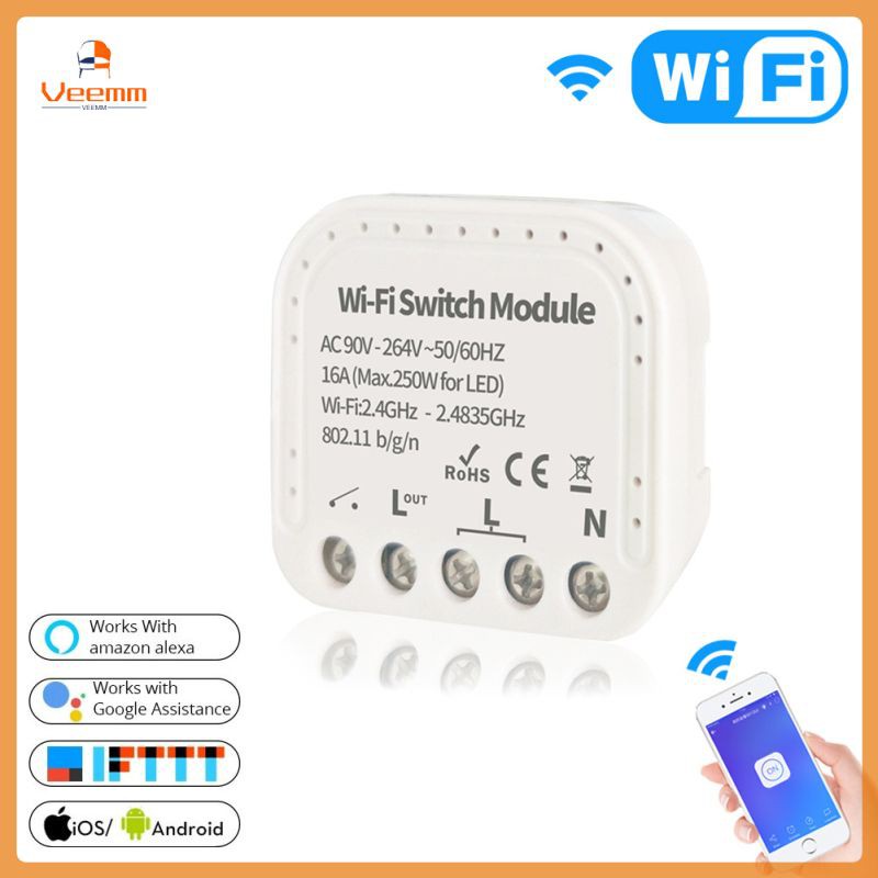 Fast Delivery Hidden Smart Switch 1 2 Way 90 264v Wifi Switch Module Wifi Circuit Breaker Work With Alexa Google Home Veemm Shopee Indonesia