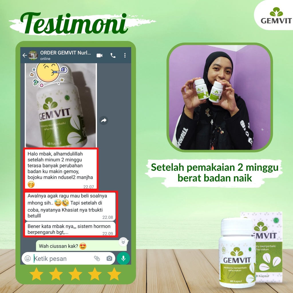 Gigikbunga Gemvit Obat Penggemuk Badan Bpom Anak Dewasa Pemutih Badan Permanen 100% Bpom