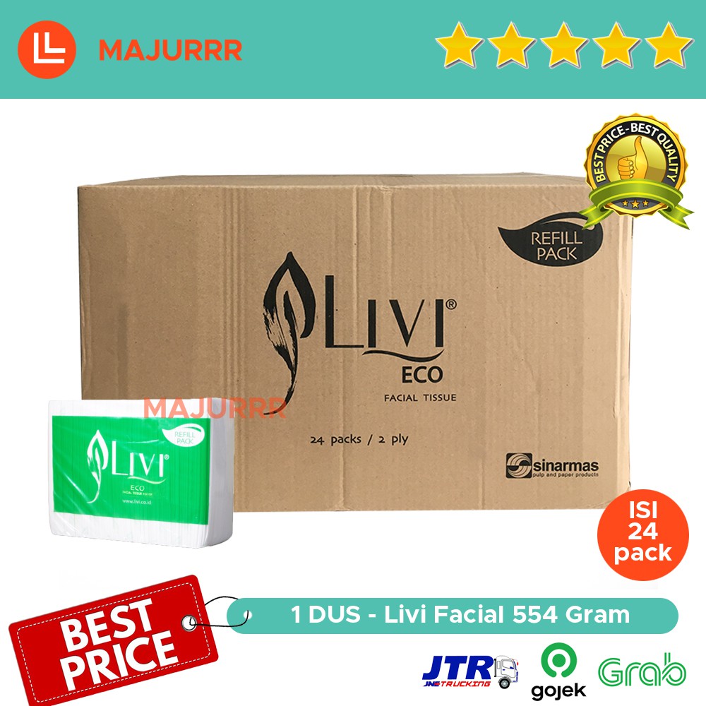 GROSIR Tissue LIVI ECO Facial 554 Gram / 1 DUS / KARTON isi 24 PACK
