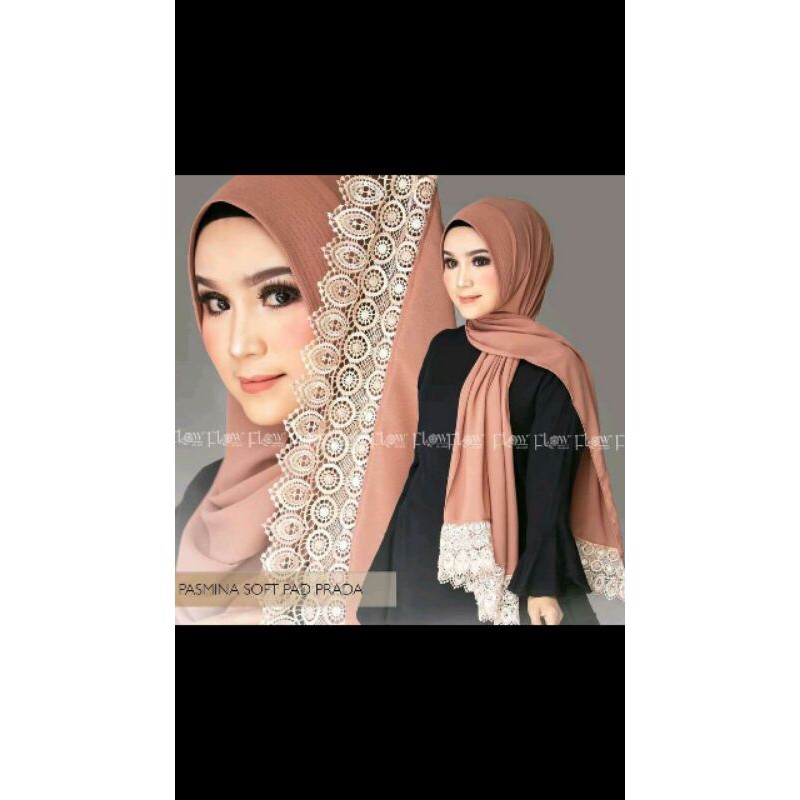 Jual RKC9795 pashmina sleting pashmina renda prada | Shopee Indonesia