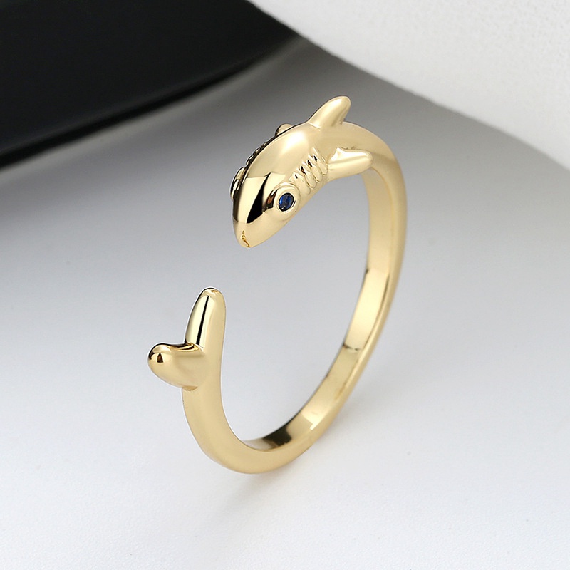 Shark Open Ring European And American Creative Personality Plated 925 Silver Fashion Ring Men And Women