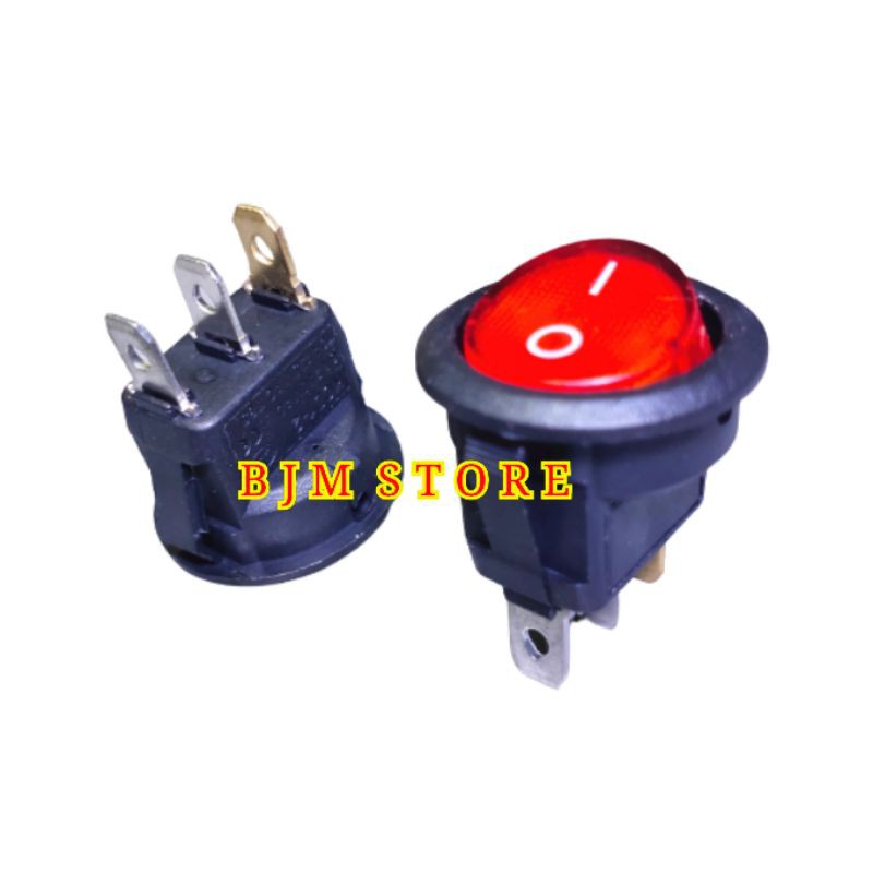 Rocker Saklar / Switch Lampu Bulat 3Pin ON OFF / Switch Lampu Bulat