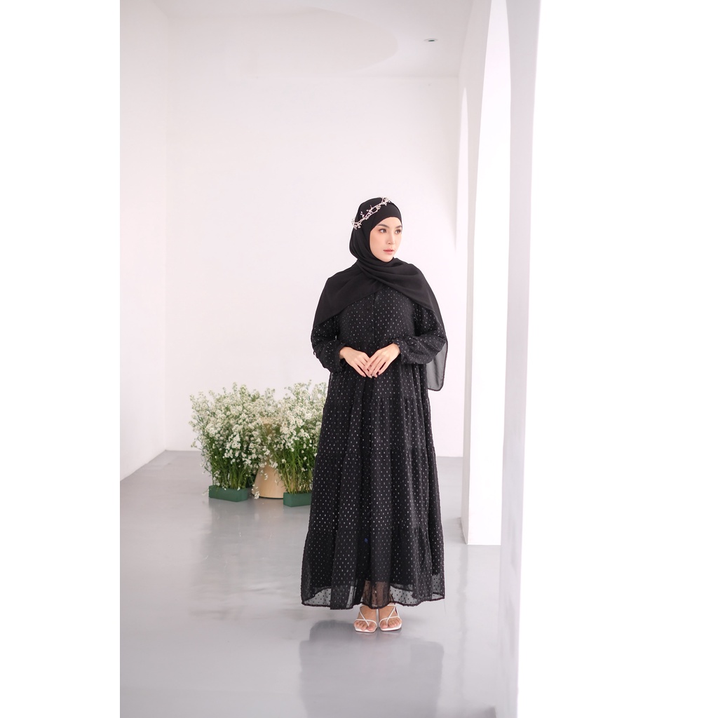 Dress Pesta Mewah | RUBY DRESS BLINK | Model Gamis Kekinian Bahan Ceruty Rubiah Impor