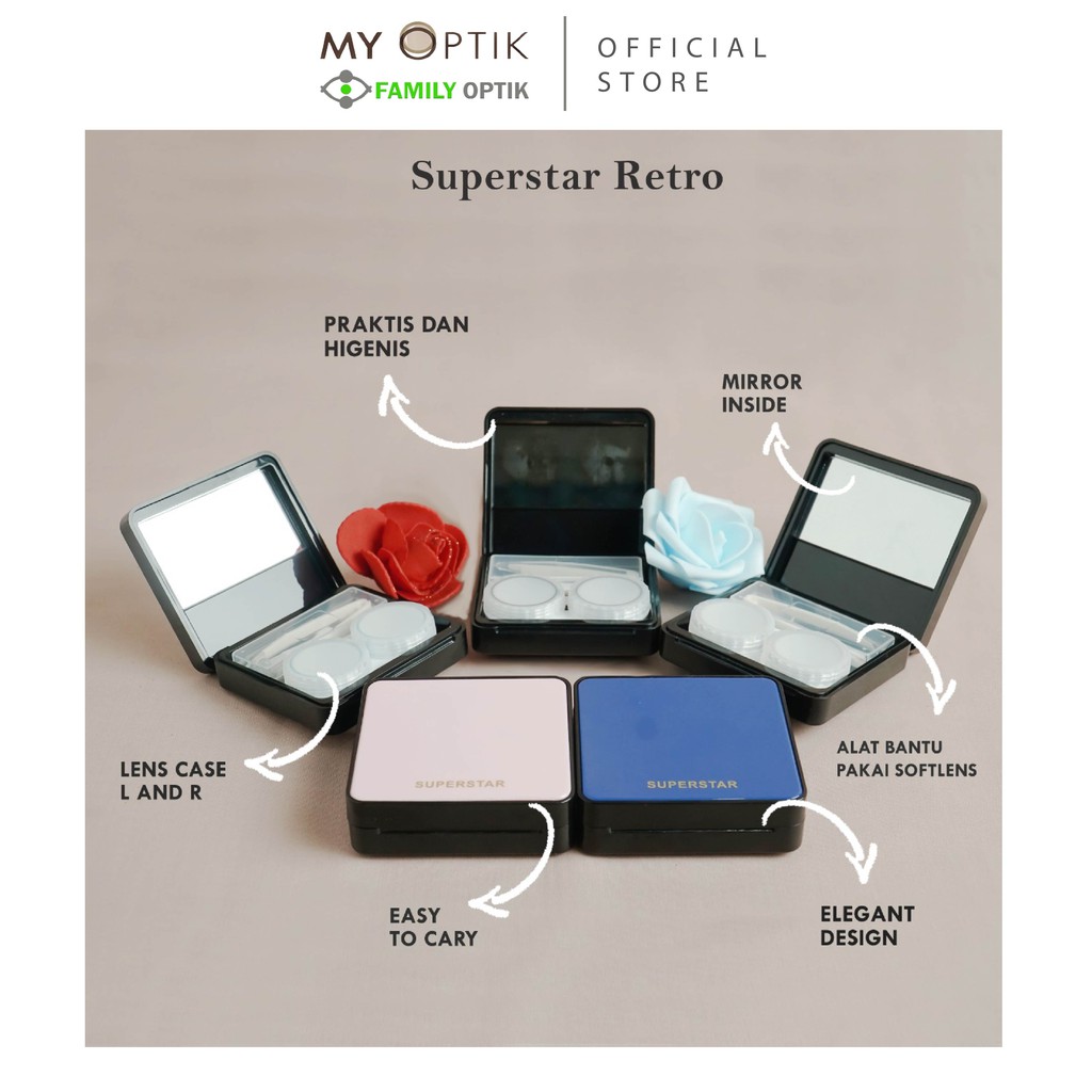 Kotak Lensa Superstar Retro travel kit tempat softlens