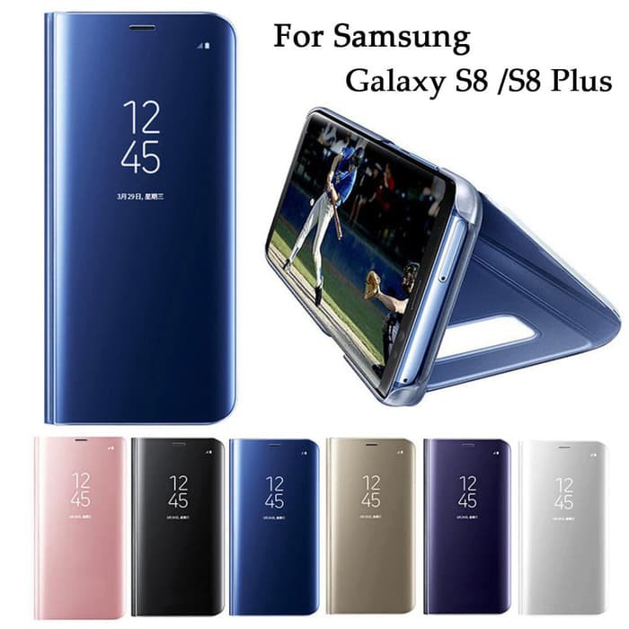 Samsung Galaxy j4 2018 Autolock Cover Transparan Flip Case Mirror View