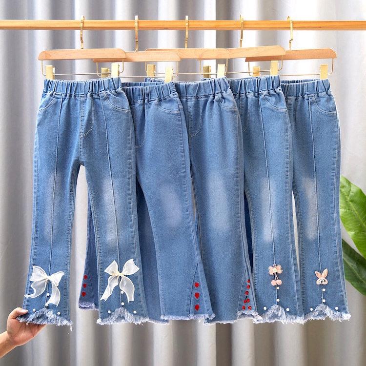 NEW Celana panjang jeans anak perempuan motif pita