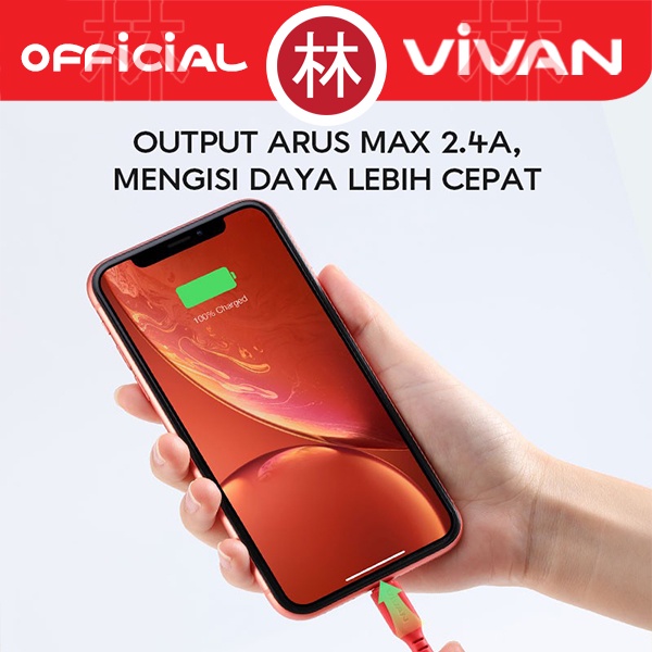 Vivan VSL100 Kabel Data Cable Lightning iPhone 2.4A Quick Charge