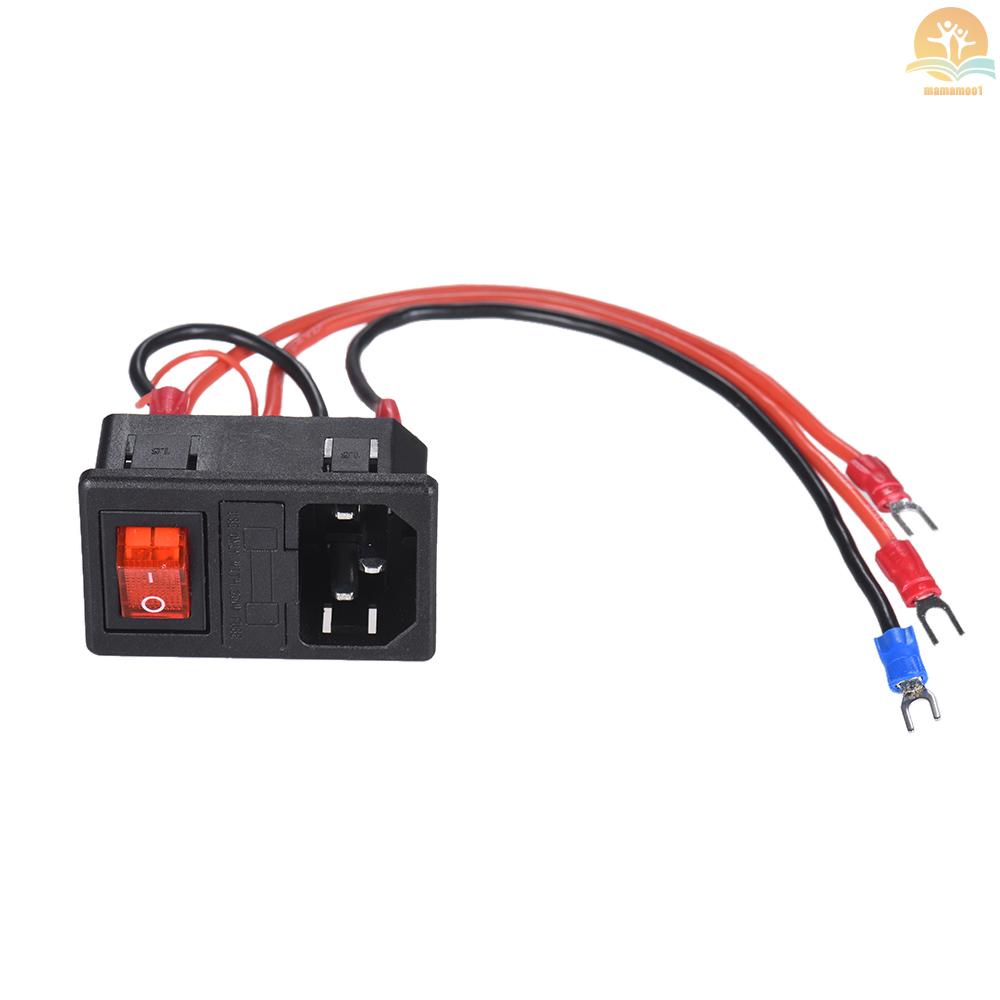 220V/110V 15A Power Supply Switch Male Socket with Fuse for 3D Printer DIY