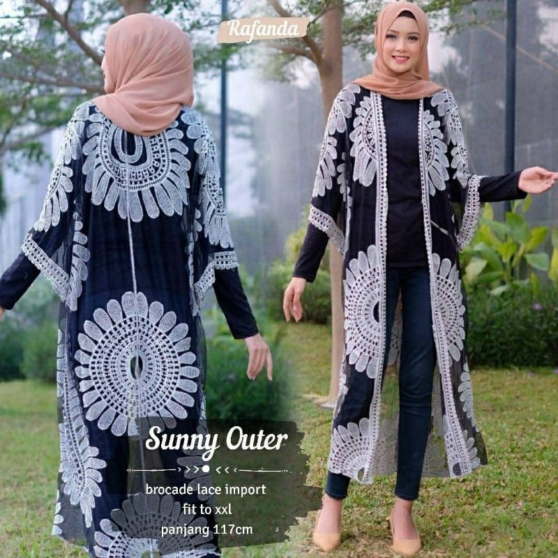 Sunny Outer, KARDIGAN WANITA MUSLIM BAHAN BRUCADE LACE IMPORT LD 130 TERJUMBO TERMURAH TERLARIS OOTD MODIS