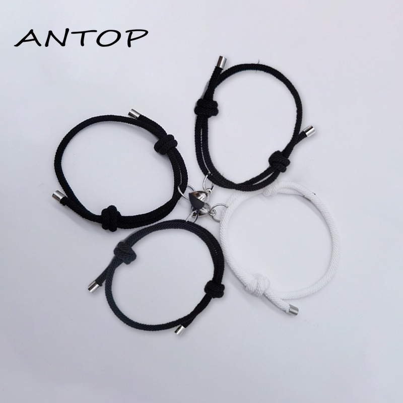 2 Pcs Pasangan Gelang Magnet Adjustable Pesona Gelang Cinta Aksesoris Fashion Hadiah ANTOP