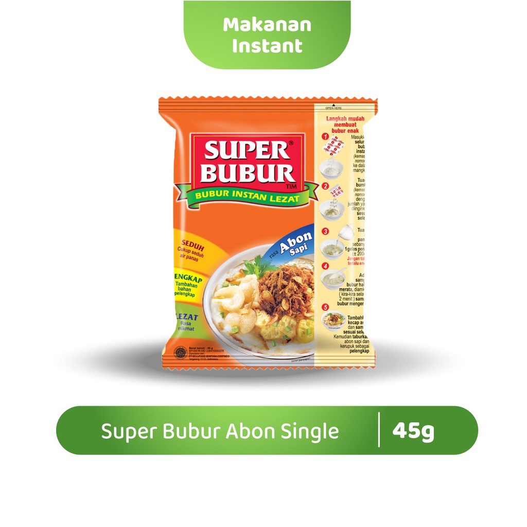

Super Bubur Abon Sapi Single 45 Gr