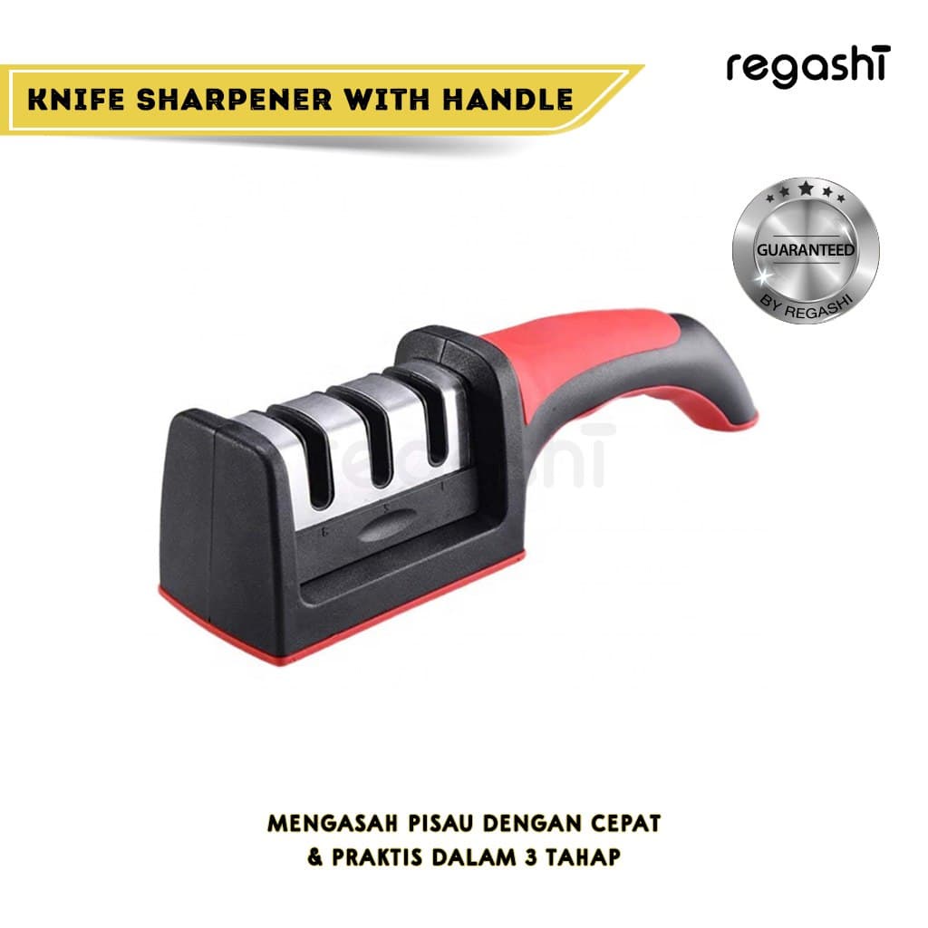 Alat Pengasah Pisau dengan Pegangan Ergonomis | 3 Tahap Asahan | Knife Sharpener with handle