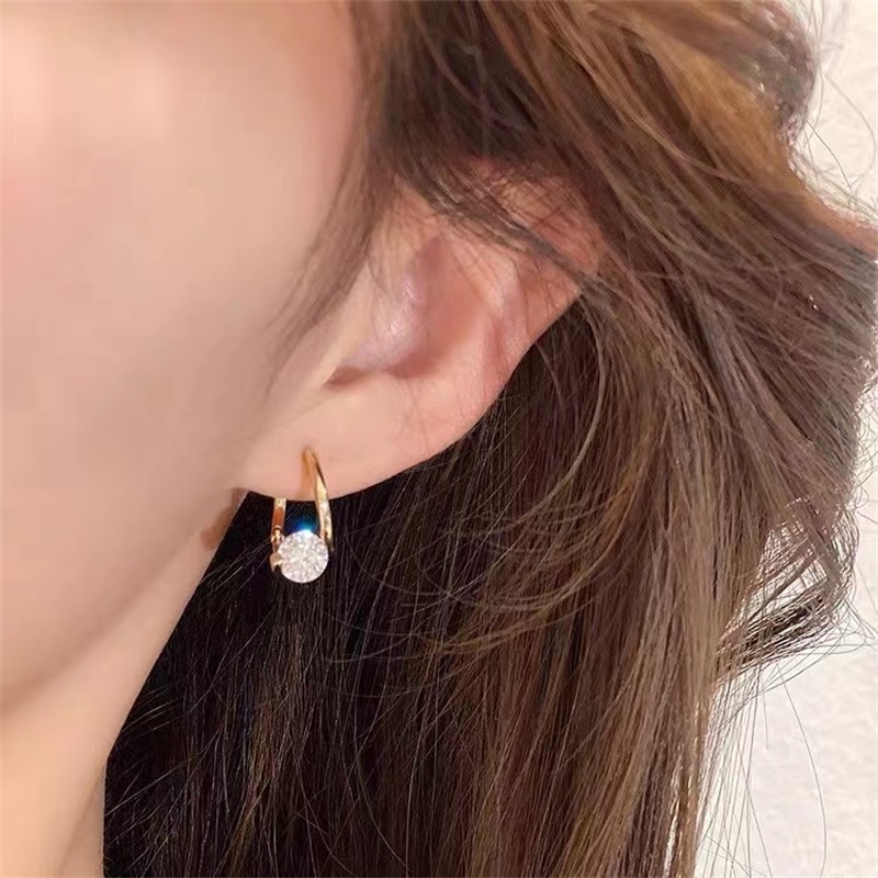 Anting Tusuk Gantung Desain Geometri Hias Berlian Untuk Wanita
