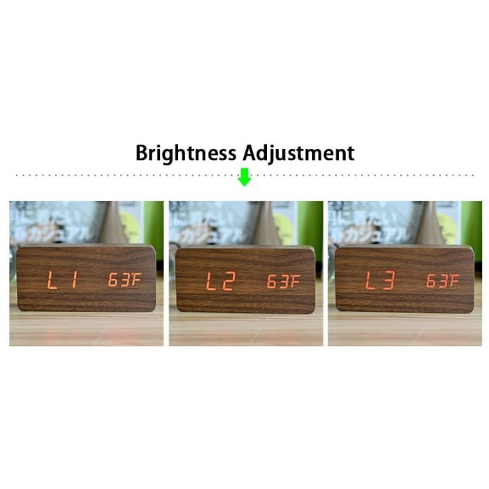 Jam Alarm LED Wood Jam Meja Digital Jam Weker Jam Digital Smart Clock