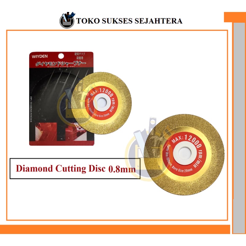 WIYDEN Cutting Disc Diamond Wheel 4 inch 4&quot; Diamond Disc Cutting 0.8 mm / Mata Gerinda Mata Potong Kaca Batu Akik Keramik Marmer 0.8mm Cutting Wheel Diamond Bore Size 20 mm