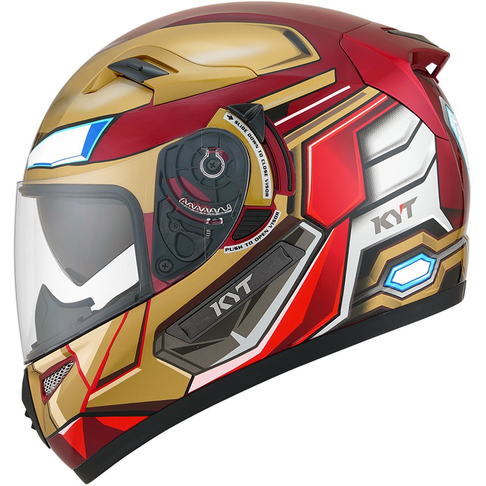 Helm Full Face KYT K2 Rider Iron Man Red Gold