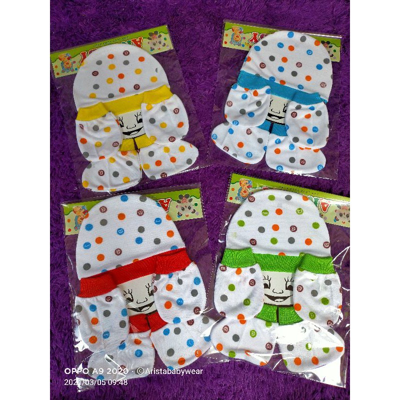 SET TOPI + SARTAKI BAYI , MOTIF POLKADOT