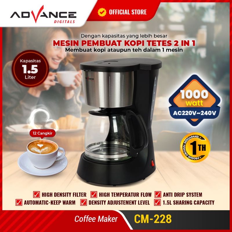 Advance Coffee Maker 1.5L  Mesin Pembuat Kopi CM-228 Garansi Resmi Advance 1 Tahun