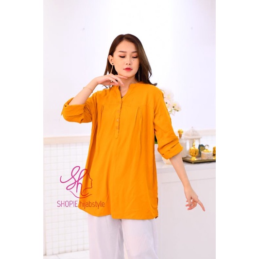 Blus Polos Mustard - Blouse Polos Rayon - Kubus - Fathin Basic - Kuning Kunyit - SHOPIE Hijabstyle-6