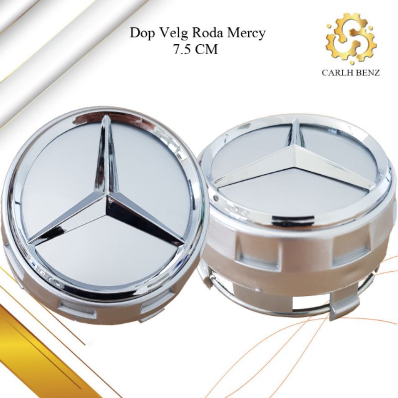 DOP VELG RODA EMBLEM MERCEDES BENZ 75MM SILVER / DOP RODA BINTANG MERCY / TUTUP VELG RODA MERCY ORI