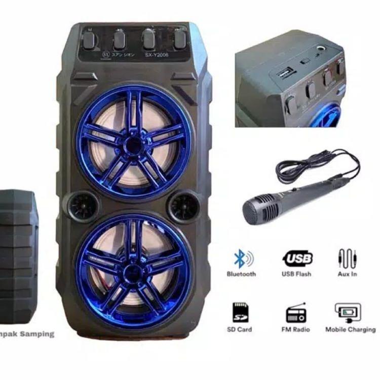 Paling Dicari BISA COD Termurah Speaker Bluetooth Portable SX-2006 LED Bonus Mic USB Memory Card USB