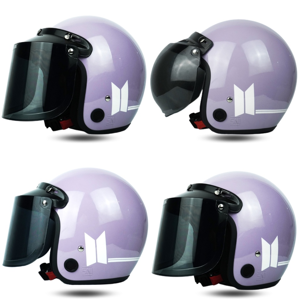 Helm Bogo Retro Dewasa Full Leher Wanita Pria Motor Sni Helem Retro Classic