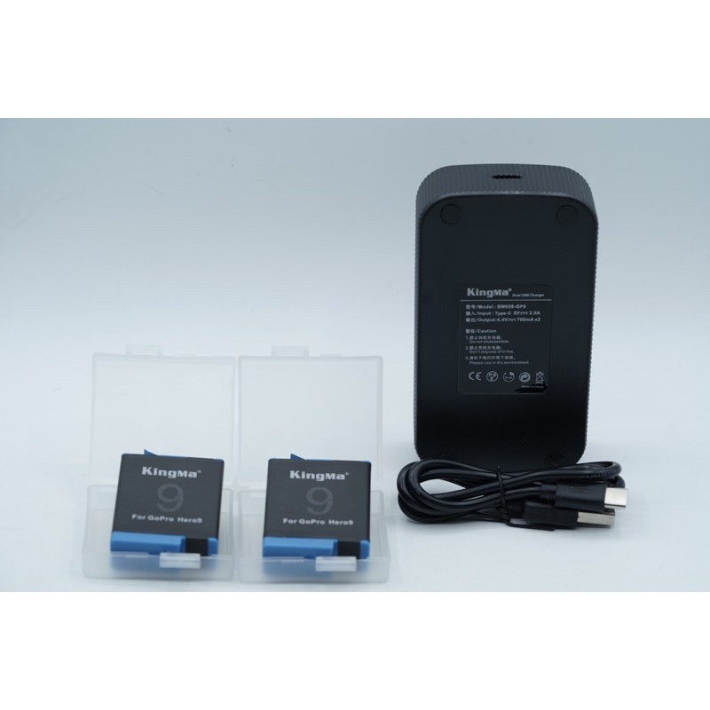 Kingma GoPro Hero 9 Baterai 2X AHDBT901 1720mAh &amp; LCD Dual Charger BM058-GP9 Set - SKU 1.016.0256