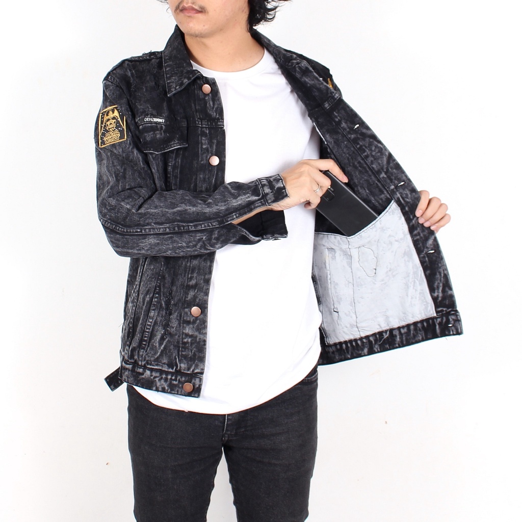 Jaket Jeans Sandwosh Black Full Emblem