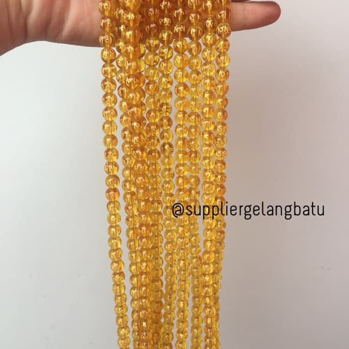 tibetian 8mm bahan batu kuarsa gelang kalung kuning natural ukir emas gold quartz natural fashion