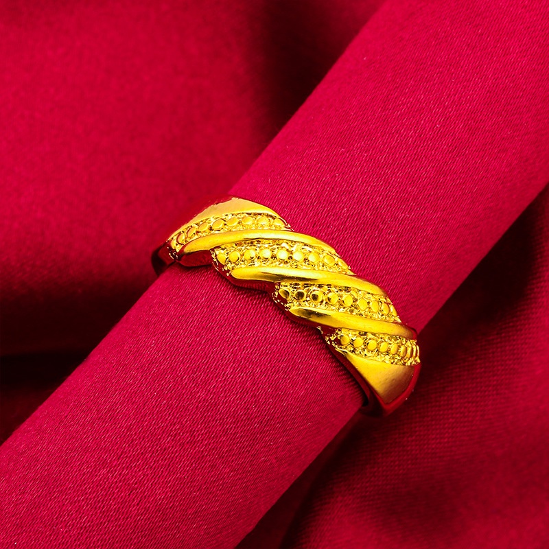 Cincin Emas Emas Asli Kadar 375 Model Terbuka Dapat Disesuaikan Untuk Wanita