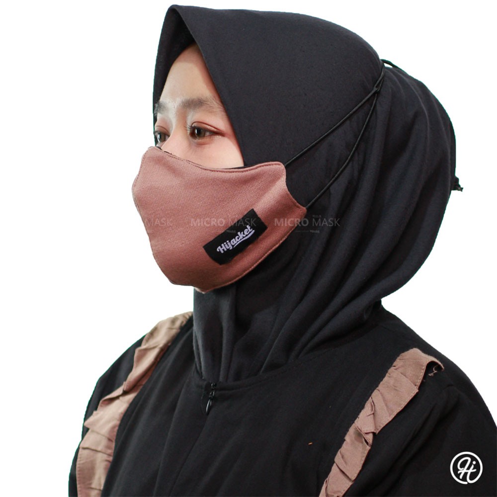 Masker Kain Headloop Pria Wanita Cowok Cewek Hijab Friendly Tali Karet Elastis Hitam Keren Hijacket-MOCCA