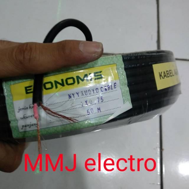 Kabel Serabut isi 2 / Kabel NyyHy /Kabel Serabut Hitam 2x0,75 Ekonomis Harga Permeter