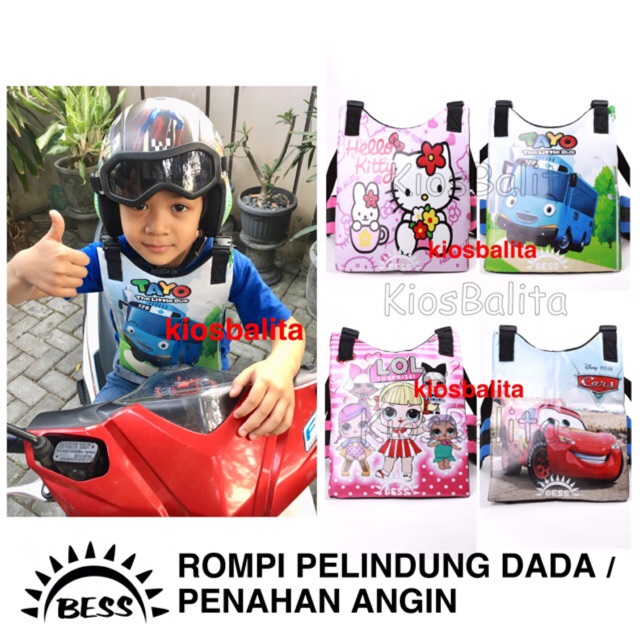 FREE MASKER!! ROMPI PELINDUNG DADA ANAK BONCENGAN MOTOR / ROMPI PENAHAN ANGIN ANAK / ROMPI PRINTING