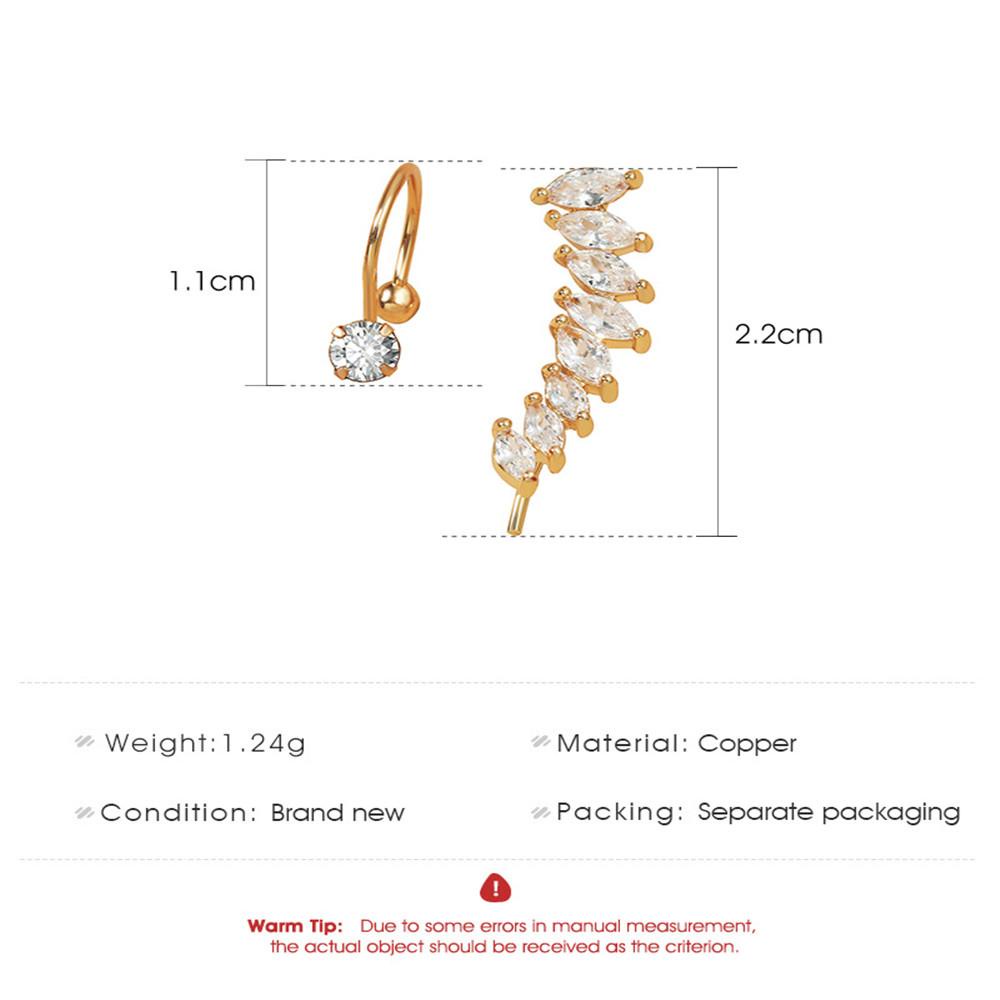 Lily Stud Earrings Alloy Berlian Imitasi Tanpa Tindik Ear cuff