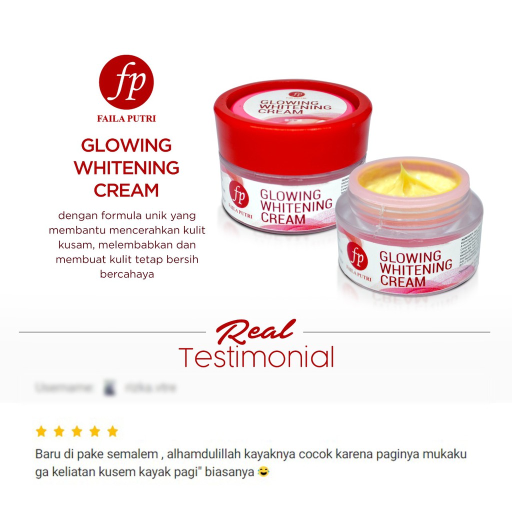 Glowing Whitening Cream FP Original BPOM - krim malam faila putri