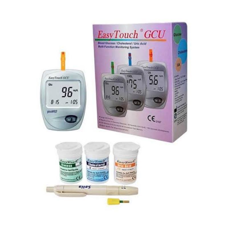 Original EASY TOUCH GCU 3 IN 1 Alat Cek Gula Darah, Kolesterol, dan Asam Urat Exp Baru