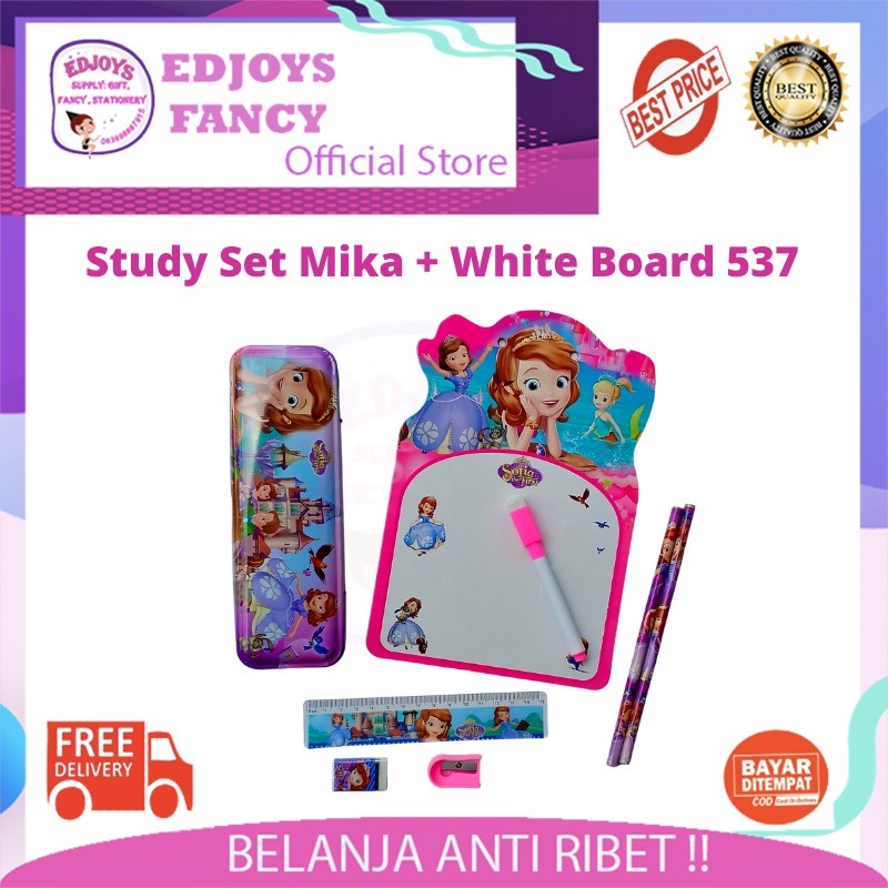 

Study set paket alat tulis stationery set mika karakter disney kaleng pensil + whiteboard 537