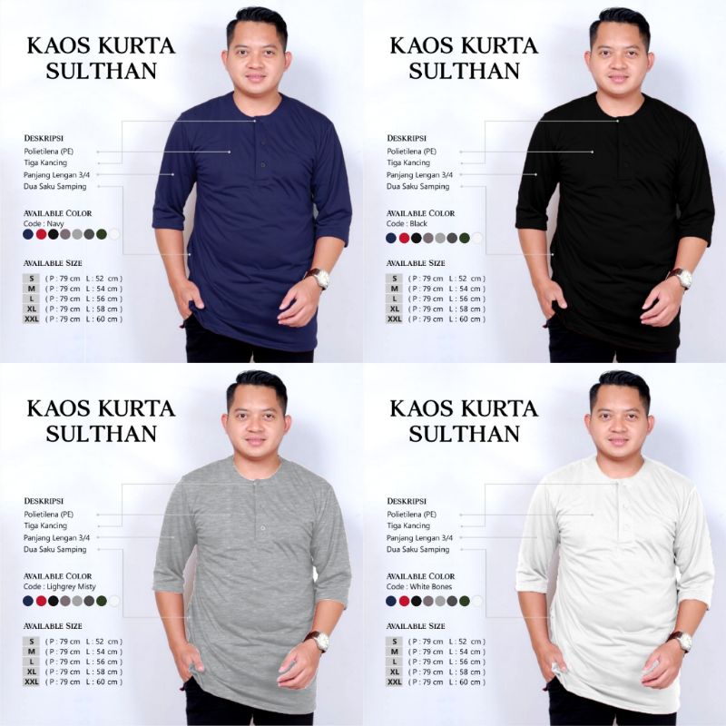 Atasan Kaos Kurta Pakistan  Murah Lengan 3/4 Bahan Katun S M L Xl Xxl / Kurta Kaos Jumbo Baju Koko M