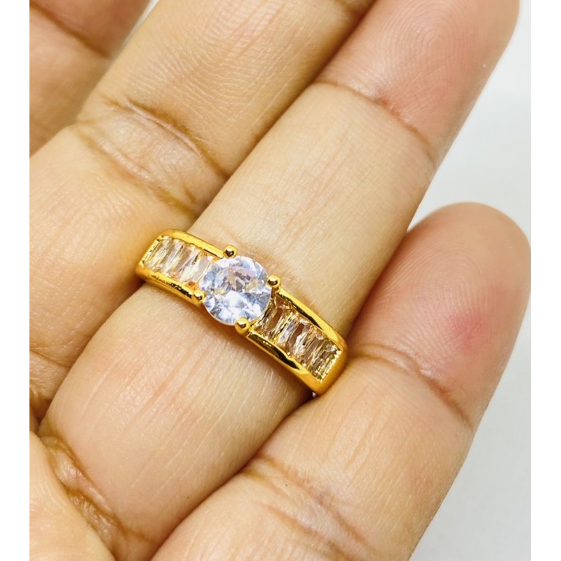 [tiara] cincin wanita / cincin lapis emas / cincin permata berlian replika / cincin kupu kembar l