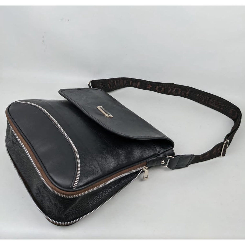 UKURAN BESAR Tas Selempang Model SLIM Bahan Kulit PU Leather Original Polo Amstar