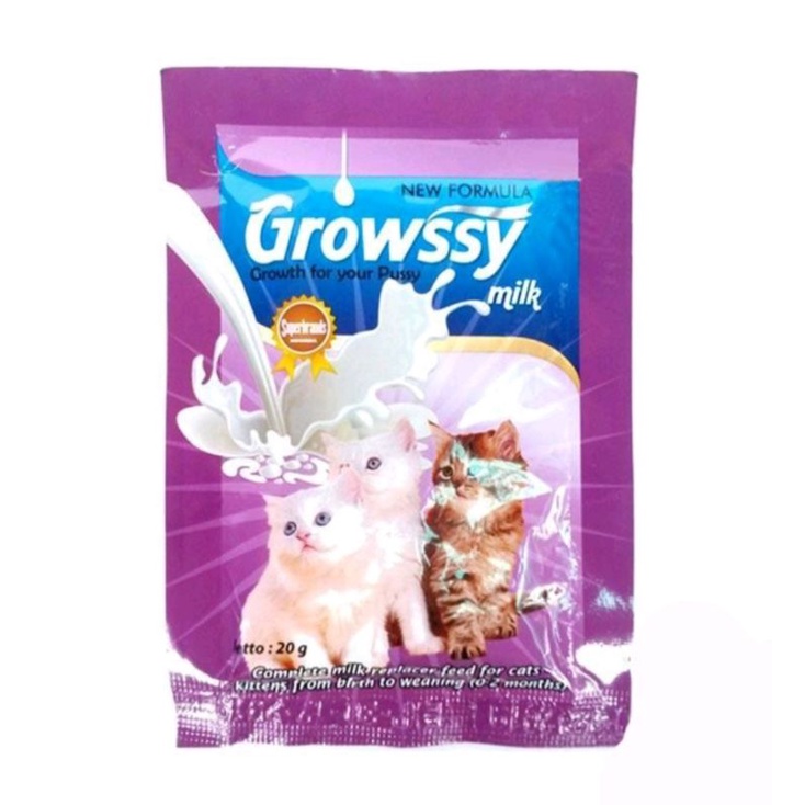 Susu Kucing Growssy Milk Sachet 20gr Kitten Cat 20 gram Baby Milk 0 - 2 bulan / Bayi Kucing Cat Milk