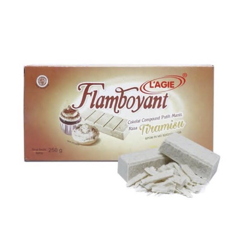 

L'agie Flamboyant Cokelat Coumpund Putih Manis Rasa Tiramisu 250gr