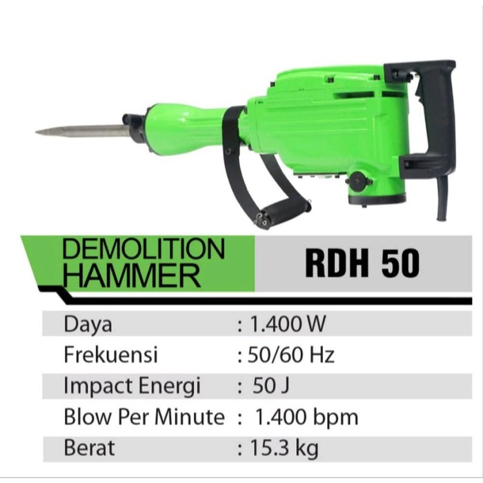 Tekiro RYU RDH50 RDH 50 Jack Hammer Demolition Hammer Mesin Bobok Beton COR Jalan Lantai
